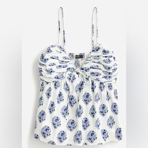 JCREW Gathered Lurex® gauze camisole in gathered floral block print
